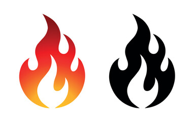 Flame vector fire icon flame logo template and silhouette shape isolated on white background