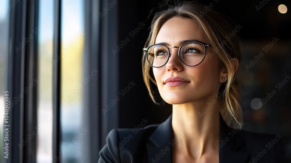 Wall mural Businesswoman Reflecting by the Window