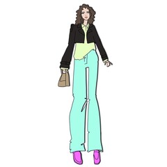 Women in stylish outfits. Sketch. Fashion Event Illustration on a white background, croquis, an easy style of fashion illustration.
