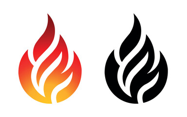 Flame vector fire icon flame logo template and silhouette shape isolated on white background