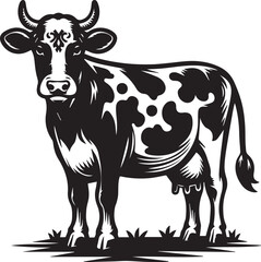 Cow silhouette vector art illustration
