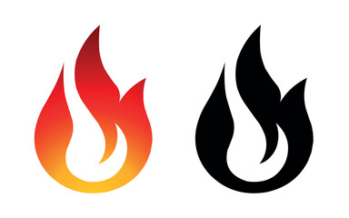 Flame vector fire icon flame logo template and silhouette shape isolated on white background