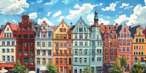 Fototapeta premium Skyline of a European city with a blend of old and new architecture