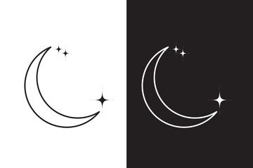 Obraz premium Half moon outline and filled vector icon sign symbol isolated logo set elements twinkle stars
