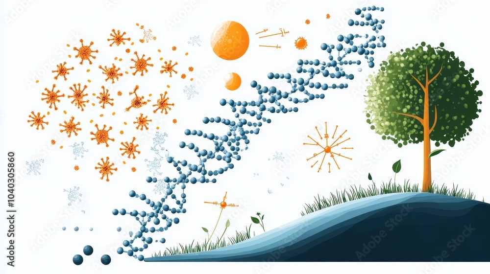 Poster a simplified schematic of a dna replication process with labeled components, explaining the mechanis