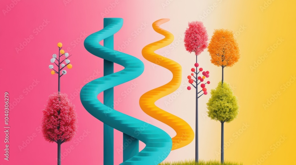 Aufkleber a colorful infographic showcasing the applications of genetic mapping in different fields, such as m