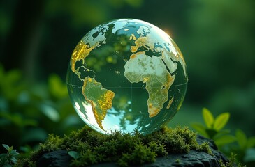 Volumetric glass globe - the concept of the fragility of ecology on the planet