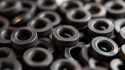 Precision Engineering, a close-up view of high-quality rubber gaskets, essential for automotive and machinery applications, ensuring tight seals for optimal performance.