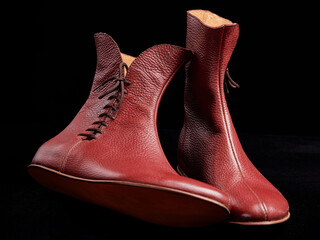 Vintage Viking Leather Shoes. Knight ancient boots