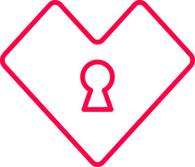 Heart and Key Icon Line Art