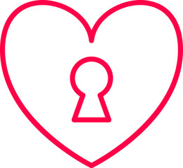 Heart and Key Icon Line Art