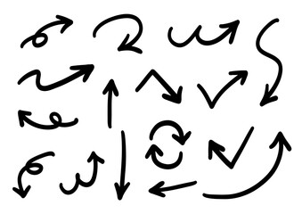 ベクターのペンの手書きの矢印セット 白黒