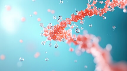 A scientific illustration depicting the intricate structure of a protein molecule, showcasing its complex folding and amino acid chains, with a focus on its function.