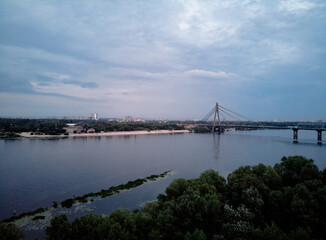 View of Dnipro river and Kyiv city, Ukraine.