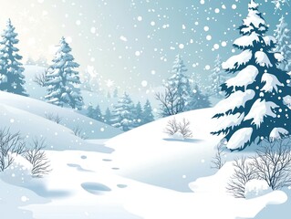 Fototapeta premium Abstract winter landscape background showcasing serene snow scenes in a vector style