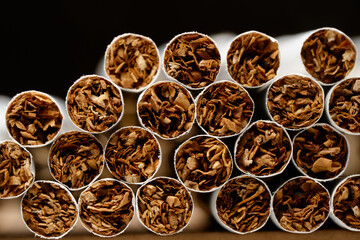 Close-up of Tobacco Cigarettes Background or texture