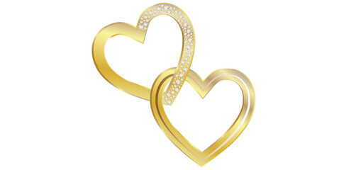 Obraz premium Heart Shape Pendant On White Background, Trendy Fashion Gold Plated Jewelry Vector Illustration. 