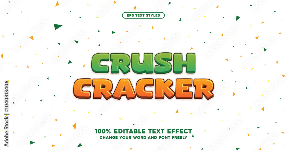 Poster crush cracker: playful and fun text effects in soft pastel colors. a stylish, editable font with a c