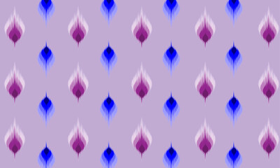 Ikat pattern on white background. Blue leaf pattern. Chevron pattern. Diagonal. Geometric pattern. Digital design. Ethnic illustrations, leaf shapes, designs for clothing, dresses, rugs, prints, table