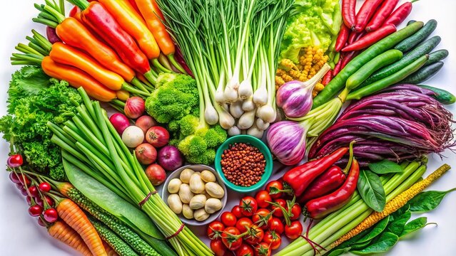 Thai Local Vegetables: Pak Chaom Isolated on White Background for Healthy Cooking