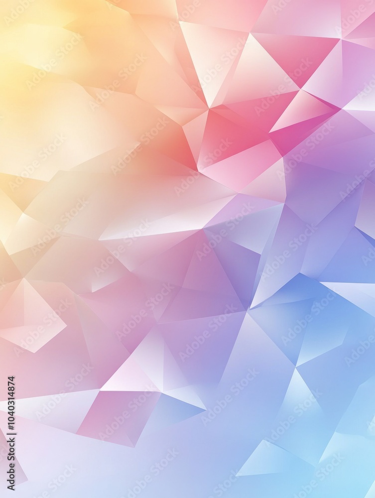 Poster This design showcases a smooth gradient background with polygonal shapes in soft, pastel hues, perfect for digital artwork. Generative AI