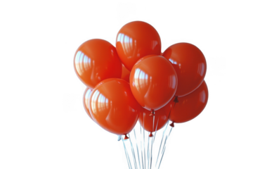 Orange balloon ribbon isolated on transparent background, png file, no background png file