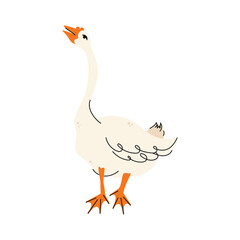 Set of geese in various poses. Cartoon vector illustration isolated on background. Farm animal design  adorable birds in different poses, funny characters