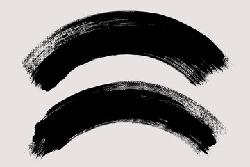 Brush stroke vector. Painted curves, isolated on white background. Grunge textured design elements