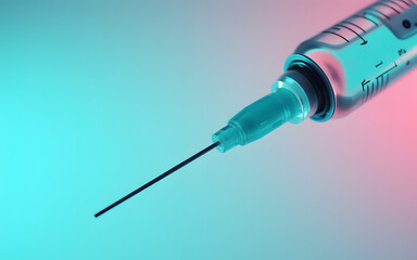 world Immunization Week, a vaccine in syringe on blue gradinet background, Immunization awareness