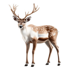 Fototapeta premium Digital Painting of a Spotted Deer Standing, Isolated on White Background, deer, wildlife, animal, nature, digital art