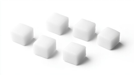 White sugar cubes arranged in a neat formation, showcasing their uniform shape and pristine color against a clean, bright background for a minimalist aesthetic.