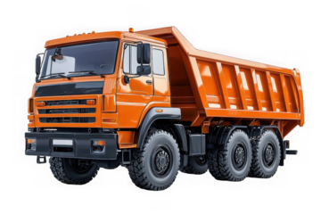 Orange Dump Truck isolated on transparent background, png file, no background png file