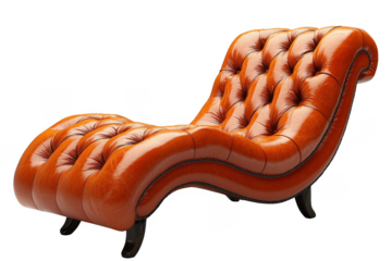 Orange chaise lounge isolated on transparent background, png file, no background png file