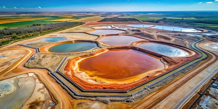 Aerial view of heavy metals leaching into groundwater