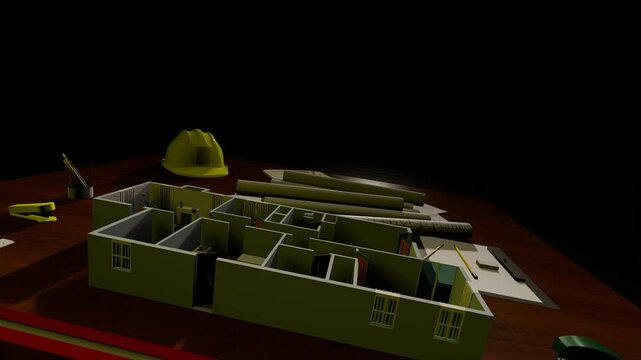 Architectural table and floorplan background