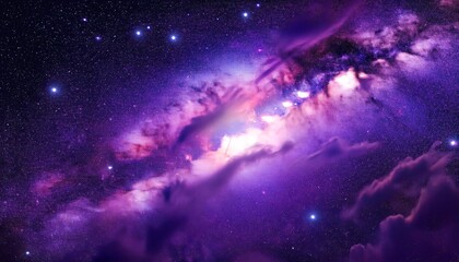 Fototapeta premium Captivating nebula cloud shines with vibrant shades of purple and pink in the cosmos, encapsulating the endless marvels of the universe