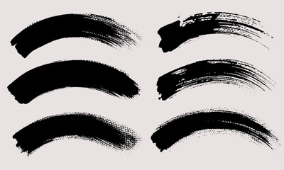 Brush stroke vector. Painted curves, isolated on white background. Grunge textured design elements