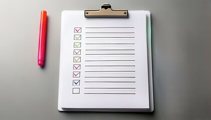 Checklist on clipboard with colorful markers for organized task management.