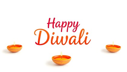 Bright and joyful diwali greeting card with colorful diyas and festive text
