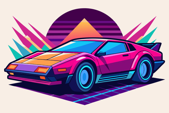 Retro Futuristic Car in Vector Style vector illustration