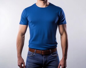 Obraz premium A blank blue t-shirt for mockup