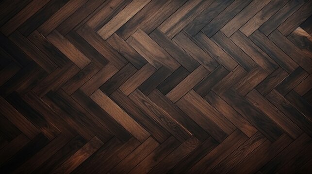 Parquet wood texture, dark wooden floor background. Brown wood texture of floor with natural pattern