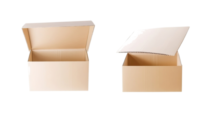 Collection of Empty Cardboard Boxes on a Transparent Background Generative AI