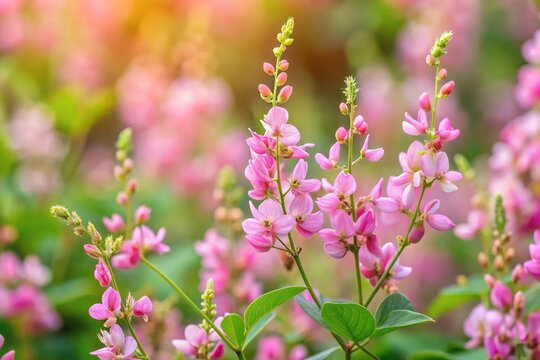 Aerial view of light pink Desmodium flowers