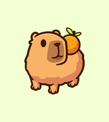 Groundhog holding orange fruit on the back cartoon vector illustration