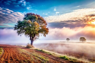 Obraz premium Unveiling the Untold Stories: A Mysterious Landscape with Hidden Elements