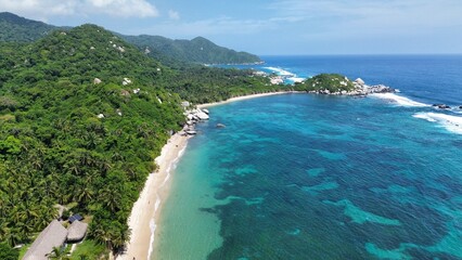 Aerial photo of Playa La Piscina in Tayrona Natural Park, Colombia