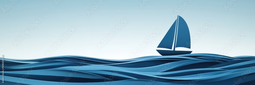 Poster a graceful sailboat moves smoothly across serene waves, creating a peaceful atmosphere on the water.