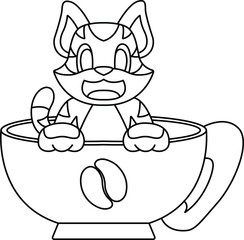 Tiger Coffee Cup Animal Vector Graphic Art Illustration