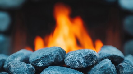 Traditional stone fireplace with firewood crackling softly, vintage decor, warm glow, fireplace  firewood  tradition, comfort, rustic, nostalgia